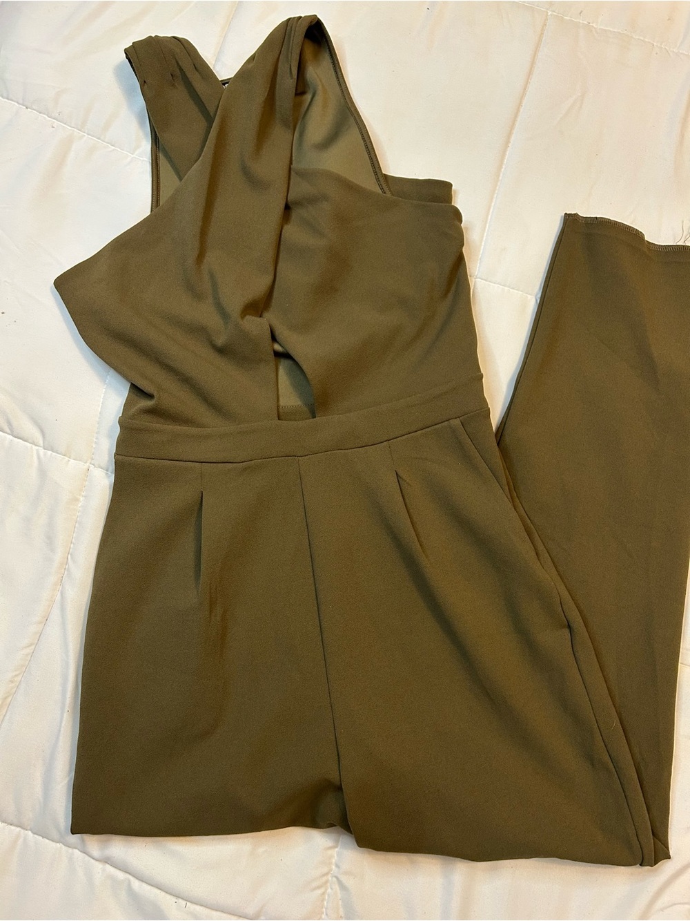 Express Olive One-Shoulder Jumpsuit